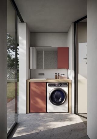 È ideale per il bagno di servizio la composizione Spazio Time di Idea Group è in foto in Laccato Opaco Rosso Cuoio e Rovere Polo. È dotata di lavatoio “Tipo K” in Acritek bianco lucido. Misura L 125,4 x P 65 cm. Prezzo su richiesta. www.ideagroup.it È ideale per il bagno di servizio la composizione Spazio Time di Idea Group è in foto in Laccato Opaco Rosso Cuoio e Rovere Polo. È dotata di lavatoio “Tipo K” in Acritek bianco lucido. Misura L 125,4 x P 65 cm. Prezzo su richiesta. www.ideagroup.it