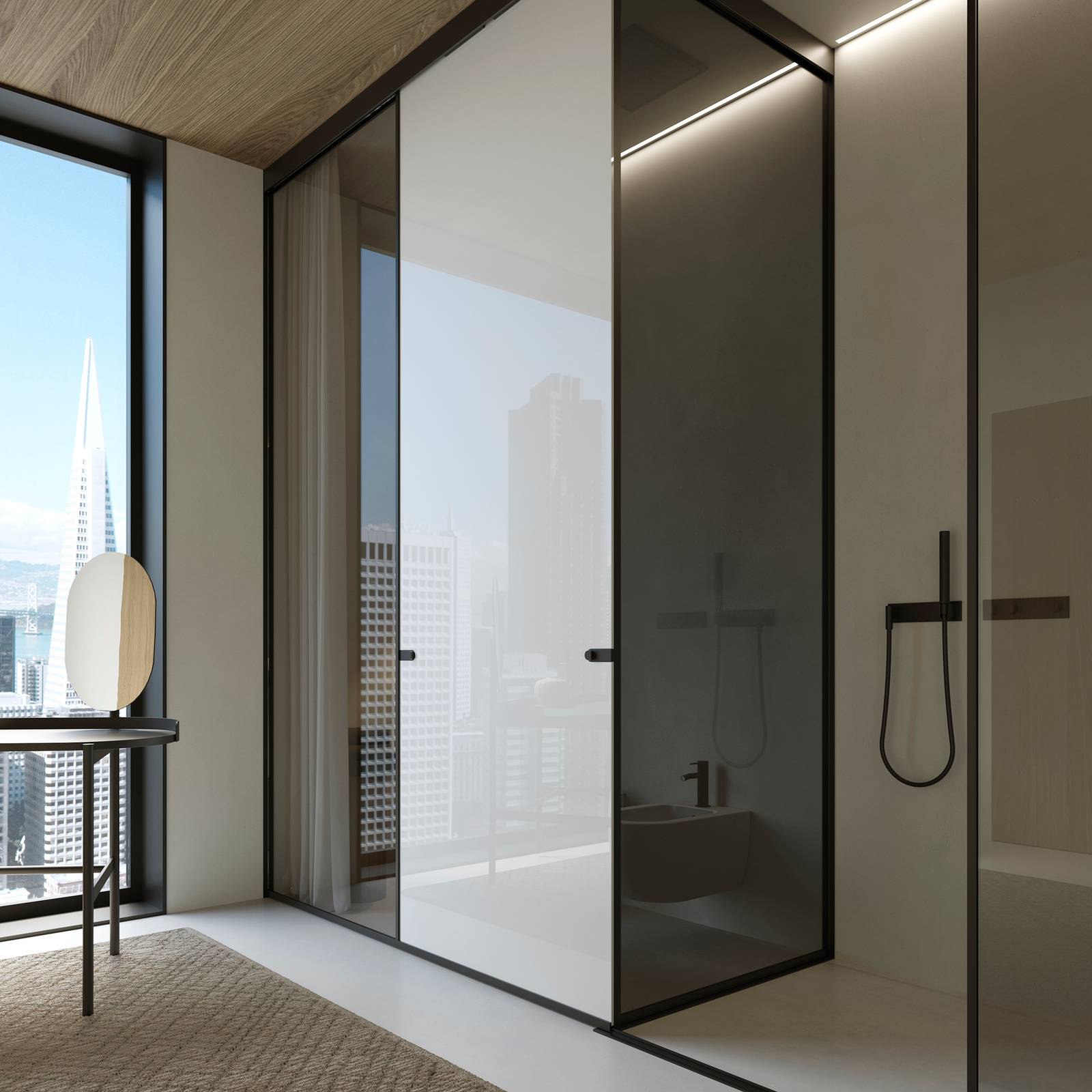 Vismaravetro Voile 04
Cristallo: Grigio / Bianco Custom
Profili: Nero Matt Vismaravetro Voile 04
Cristallo: Grigio / Bianco Custom
Profili: Nero Matt