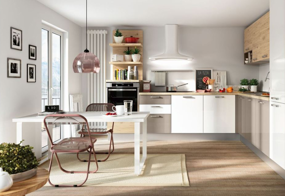 Dà vita ad una cucina raccolta e funzionale la composizione angolare Maila di Conforama che alterna le ante delle basi nei colori bianco e tortora; i pensili e gli scaffali sono nella finitura legno chiaro con venatura a vista. La composizione base misura L 300 x H 216/240 cm, prezzo 3.899 euro, prezzo sconto Confocard 1.949 euro (con “maniglie di serie” compreso lavello e cappa, esclusi gli elettrodomestici).  https://www.conforama.it Dà vita ad una cucina raccolta e funzionale la composizione angolare Maila di Conforama che alterna le ante delle basi nei colori bianco e tortora; i pensili e gli scaffali sono nella finitura legno chiaro con venatura a vista. La composizione base misura L 300 x H 216/240 cm, prezzo 3.899 euro, prezzo sconto Confocard 1.949 euro (con “maniglie di serie” compreso lavello e cappa, esclusi gli elettrodomestici).  https://www.conforama.it