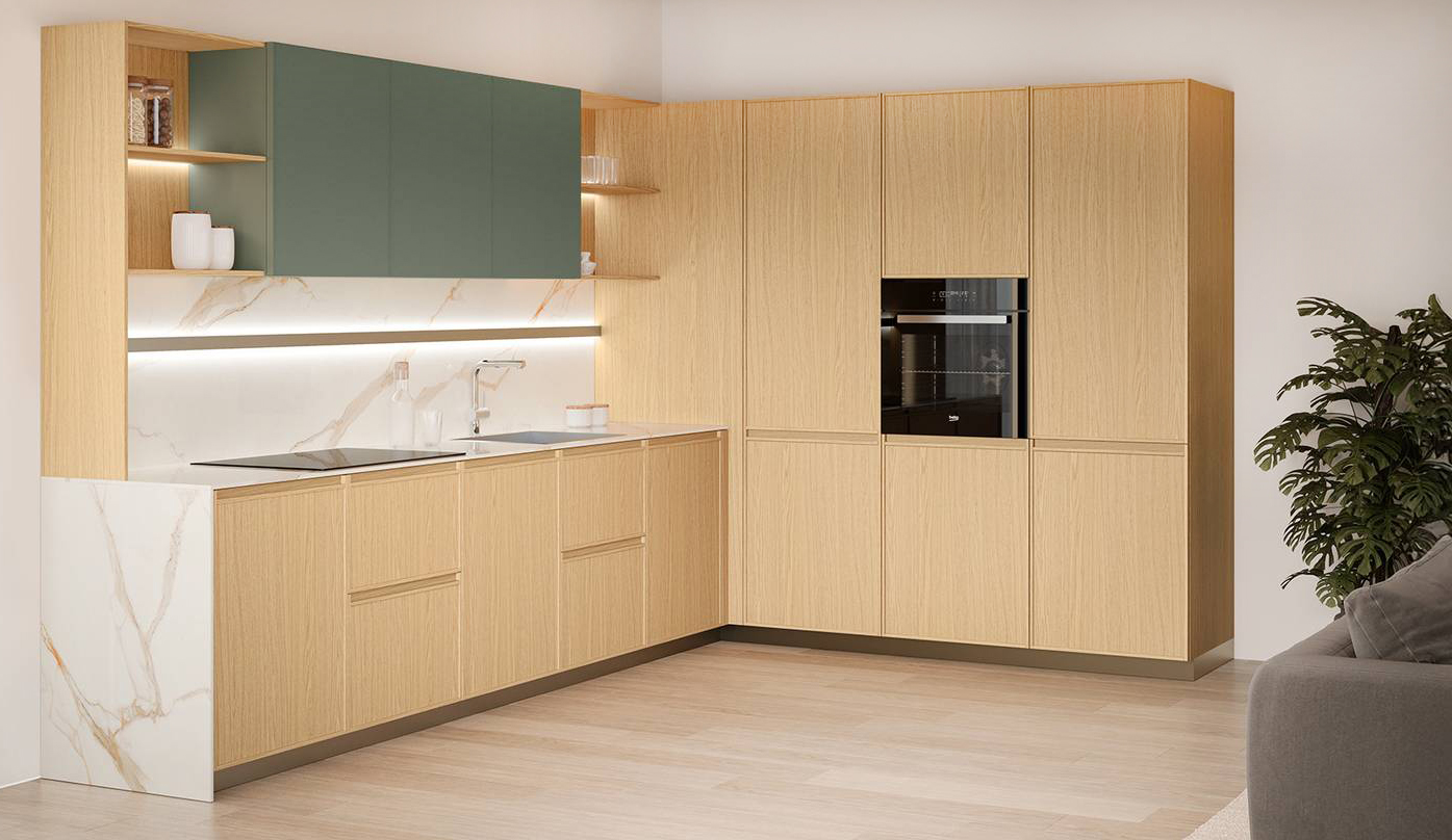 Arreda l'angolo la composizione Sakura di Veneta Cucine che ha le basi e le colonne realizzati in legno di  Frassino Rovere Ikebana. Il design moderno ed essenziale mette in evidenza i materiali pregiati e la colorazione “calda”. I pensili Icona Verde Soft spezzano l'uniformità della colorazione e si trasformano in un elemento decorativo. Prezzo su richiesta. https://www.venetacucine.com Arreda l'angolo la composizione Sakura di Veneta Cucine che ha le basi e le colonne realizzati in legno di  Frassino Rovere Ikebana. Il design moderno ed essenziale mette in evidenza i materiali pregiati e la colorazione “calda”. I pensili Icona Verde Soft spezzano l'uniformità della colorazione e si trasformano in un elemento decorativo. Prezzo su richiesta. https://www.venetacucine.com