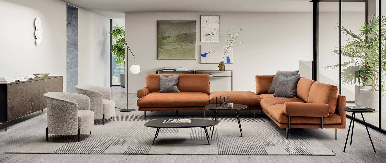 Il divano componibile Mies Roll di Calligaris nella versione angolare ha un design contemporaneo ed è dotato di sedute particolarmente profonde che permettono di sdraiarsi in totale relax. I rulli opzionali poggiatesta con fibbia metallica e i poggiareni possono essere rivestiti con tessuti diversi e personalizzati. Prezzo a partire da 5.302 euro.  https://www.calligaris.com Il divano componibile Mies Roll di Calligaris nella versione angolare ha un design contemporaneo ed è dotato di sedute particolarmente profonde che permettono di sdraiarsi in totale relax. I rulli opzionali poggiatesta con fibbia metallica e i poggiareni possono essere rivestiti con tessuti diversi e personalizzati. Prezzo a partire da 5.302 euro.  https://www.calligaris.com