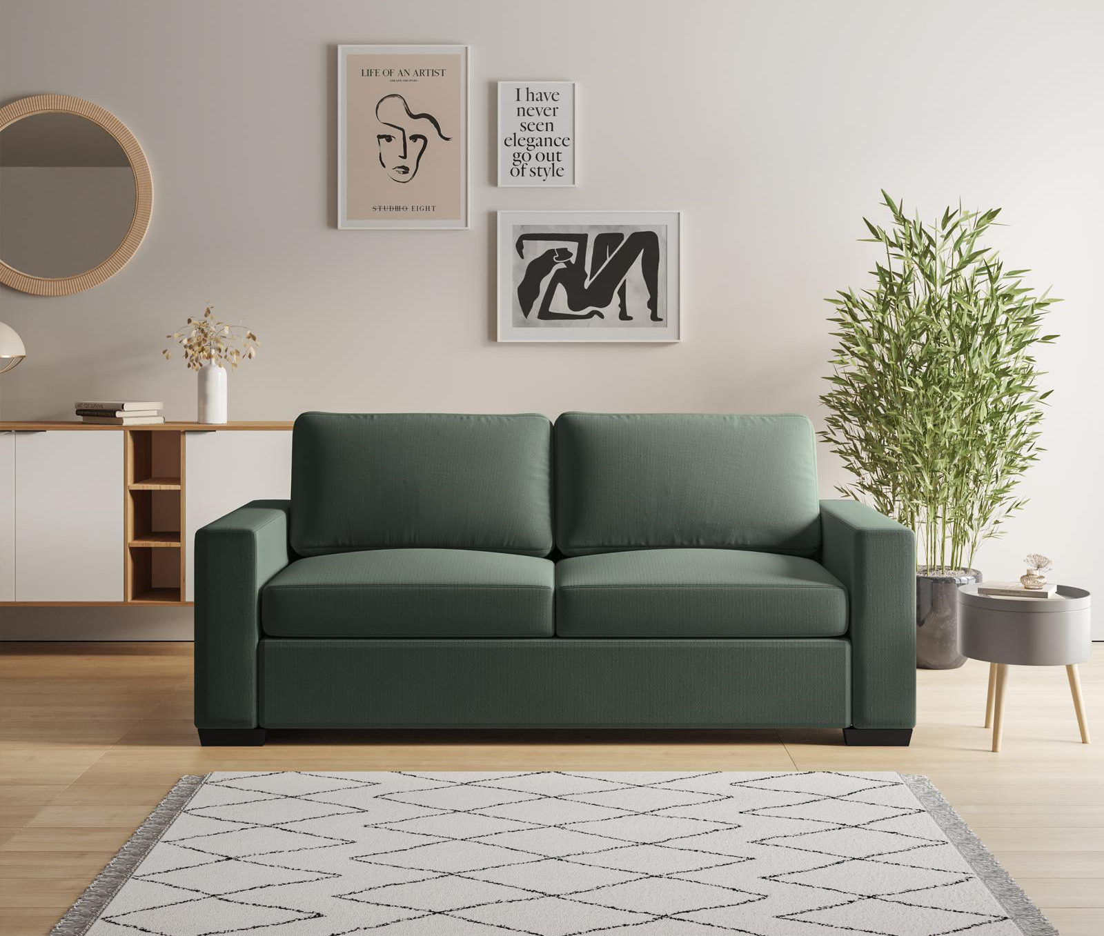 Il divano letto tre posti Riley di Deghi ha uno stile classico ed è rivestito in tessuto sfoderabile  verde giada. Le spesse imbottiture della seduta, dello schienale e dei braccioli ne aumentano il comfort; la struttura e i piedini sono in legno di eucalipto. Misura L 204 x P 88 x H 92 cm. Prezzo 1.100 euro. https://www.deghi.it Il divano letto tre posti Riley di Deghi ha uno stile classico ed è rivestito in tessuto sfoderabile  verde giada. Le spesse imbottiture della seduta, dello schienale e dei braccioli ne aumentano il comfort; la struttura e i piedini sono in legno di eucalipto. Misura L 204 x P 88 x H 92 cm. Prezzo 1.100 euro. https://www.deghi.it