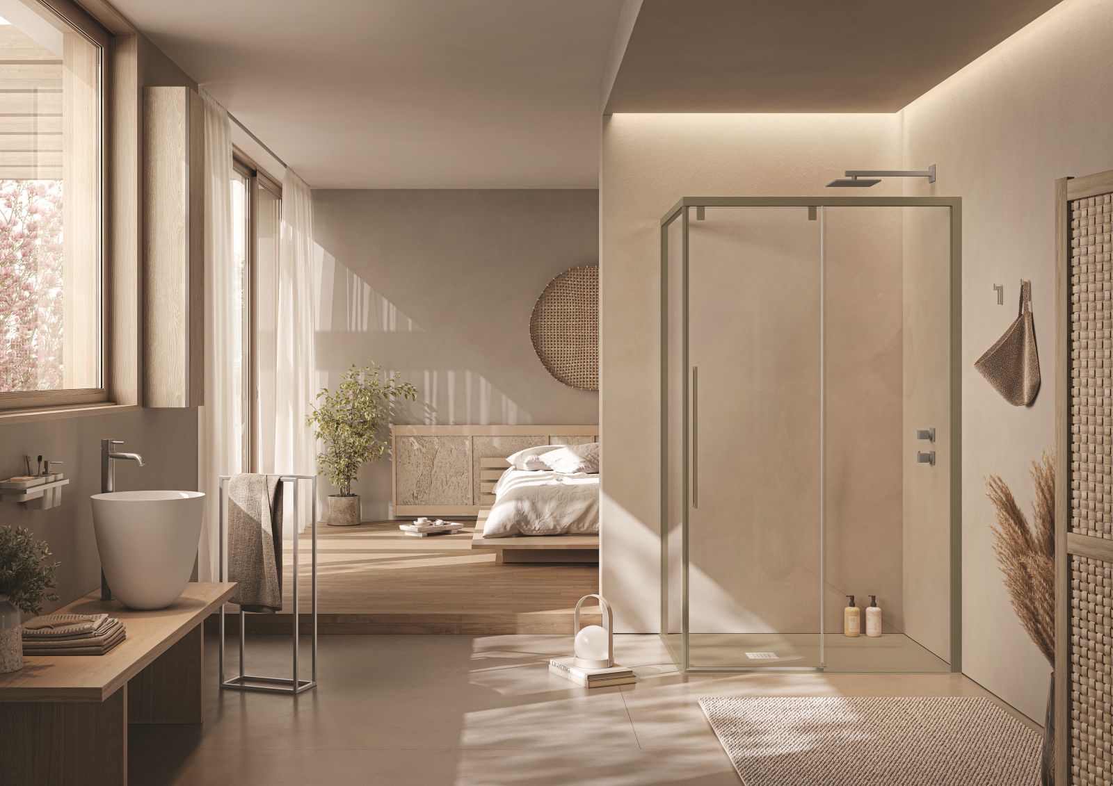 È dotato di porta scorrevole a due ante con parete fissa dedicata il box doccia Acrux di Samo dal design minimale. Il modello in foto ha profili nella finitura Atelier color sabbia e vetro temperato trasparente. Misura estensibilità L 117-119 e parete fissa 77-79 cm. Prezzo 1.992 euro. www.samo.it È dotato di porta scorrevole a due ante con parete fissa dedicata il box doccia Acrux di Samo dal design minimale. Il modello in foto ha profili nella finitura Atelier color sabbia e vetro temperato trasparente. Misura estensibilità L 117-119 e parete fissa 77-79 cm. Prezzo 1.992 euro. www.samo.it