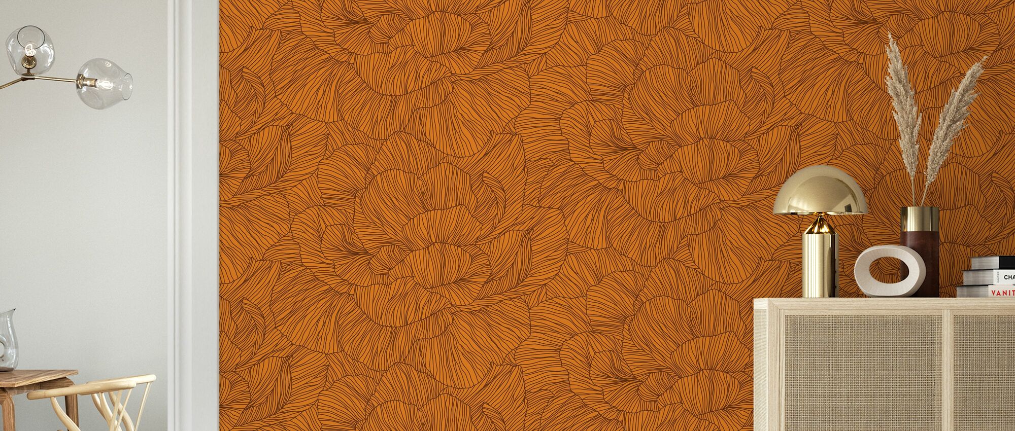 photowall carta da parati floreale a contrasto