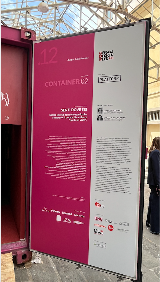 Genova Design Week 25-Container 02 - "Senti dove sei", arch. Francesca Diano, arch. Giuliana Picca Garino