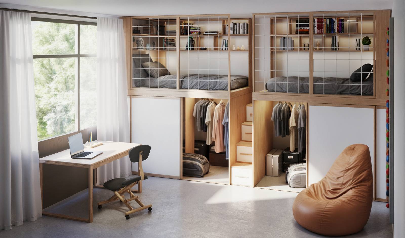 Letto alto in camera per due di Cinius Letto alto in camera per due di Cinius