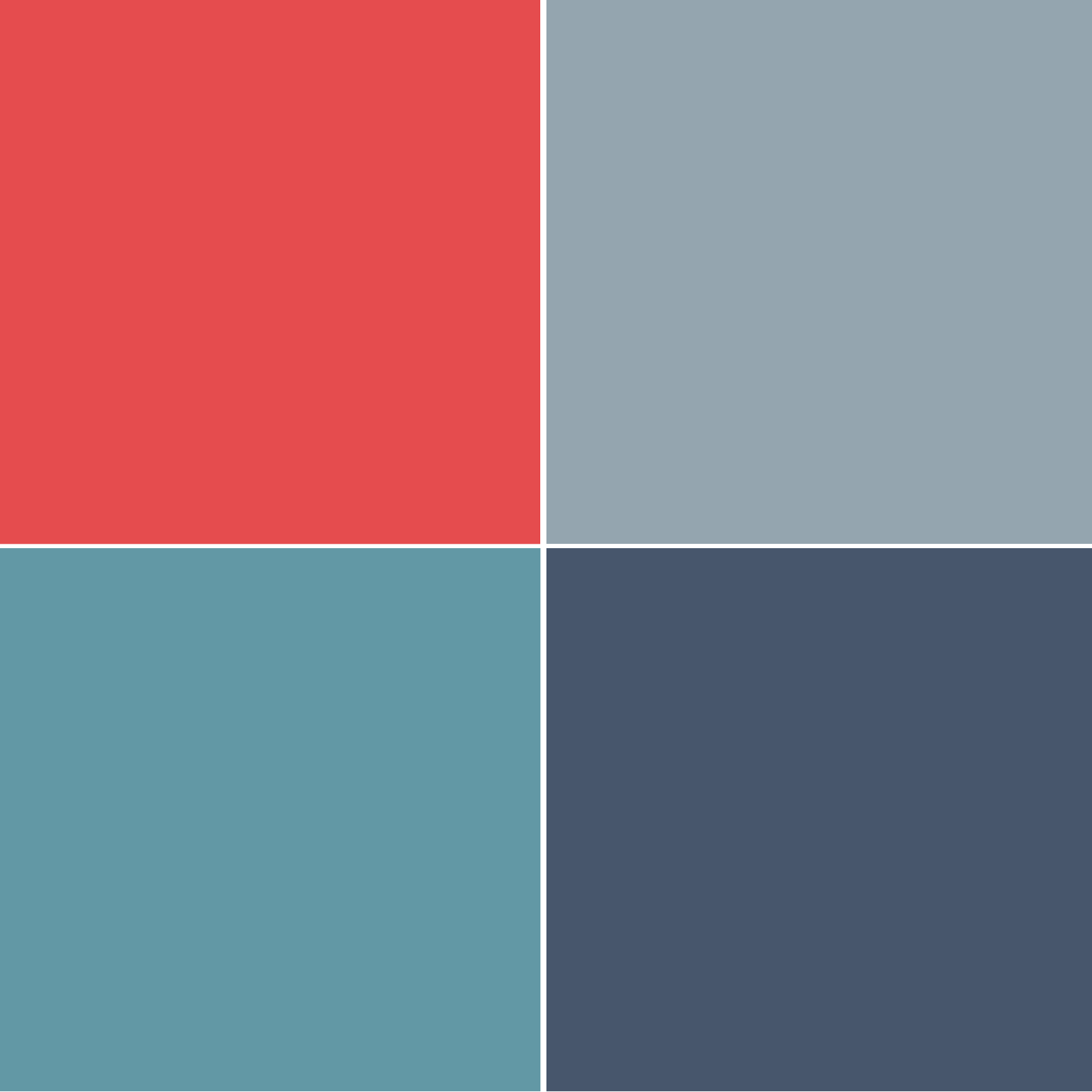 abbinamenti corallo con grigio azzurro polvere, azzurro desaturato e blu