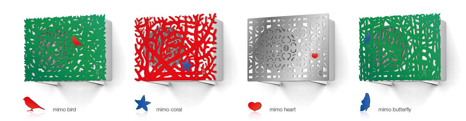 Il pannello in alluminio Mimo di Unical, disponibile in più colori e decori, mimetizza l’unità esterna del climatizzatore. Si può utilizzare anche per coprire la parte retrostante dell’unità, nel caso in cui sia installata in giardino o su terrazzi e quindi non a parete. Misura L 90 x H 60 cm o L 105 x H 84 cm. Prezzo da 227 euro. www.unical.eu