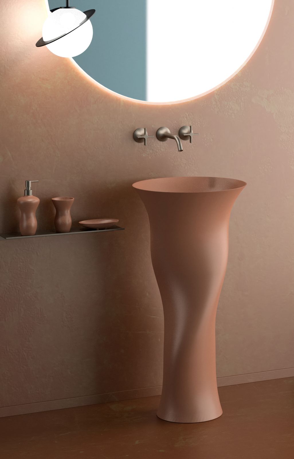 Ha forme sinuose il lavabo free-standing Dame di Glass Design ispirato al mondo della moda in Vetrofreddo®. La collezione è proposta in un'ampia gamma di colori, nella foto nel nuovo colore Mocha Mousse. Misura del diametro della bocca lavabo 45 cm/del diametro della base a terra 26 cm. L’altezza è di 90 cm. Prezzo, Iva esclusa, 3.761 euro.  www.glassdesign.it Ha forme sinuose il lavabo free-standing Dame di Glass Design ispirato al mondo della moda in Vetrofreddo®. La collezione è proposta in un'ampia gamma di colori, nella foto nel nuovo colore Mocha Mousse. Misura del diametro della bocca lavabo 45 cm/del diametro della base a terra 26 cm. L’altezza è di 90 cm. Prezzo, Iva esclusa, 3.761 euro.  www.glassdesign.it