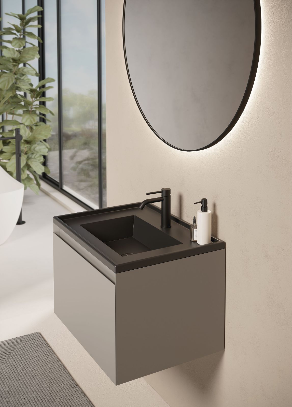 Il lavabo rettangolare da incasso Platea di Alice nella finitura nero matt è abbinato in foto al mobile lavabo UNI in legno laccato. Misura del lavabo L 61 x P 46 cm. Prezzo del lavabo con mobile lavabo 1.665 euro. www.aliceceramica.com Il lavabo rettangolare da incasso Platea di Alice nella finitura nero matt è abbinato in foto al mobile lavabo UNI in legno laccato. Misura del lavabo L 61 x P 46 cm. Prezzo del lavabo con mobile lavabo 1.665 euro. www.aliceceramica.com