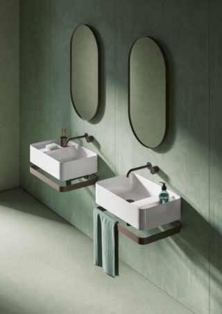 È dotato di barra portasciugamani il lavabo rettangolare sospeso Brooklyn 65 di The.Artceram che può essere posizionato anche in appoggio. In foto è in ceramica bianca lucida con trattamento the.saniglaze e nella misura L 65 x P 40 cm. Prezzo, cadauno, 1.229 euro. www.artceram.it È dotato di barra portasciugamani il lavabo rettangolare sospeso Brooklyn 65 di The.Artceram che può essere posizionato anche in appoggio. In foto è in ceramica bianca lucida con trattamento the.saniglaze e nella misura L 65 x P 40 cm. Prezzo, cadauno, 1.229 euro. www.artceram.it