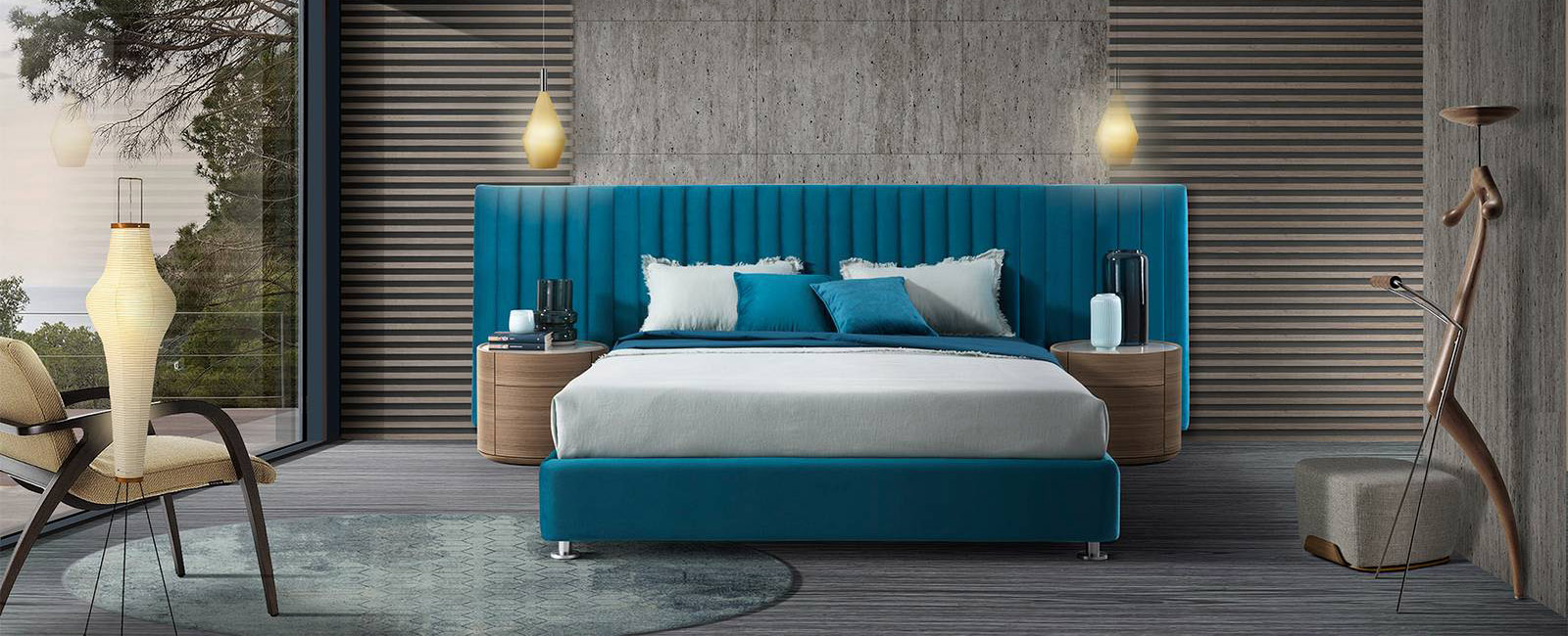 Scenografico e accogliente il letto Storm Basso della collezione meet di Artigiana Letti grazie alla presenza della grande testata rivestita in tessuto, amplificata da maestosi pannelli laterali e caratterizzata dalla lavorazione cannettata, con un effetto tridimensionale. Misura L 302/182 x P 212 x H 110 cm. Prezzo a partire da 1.770 euro. https://www.artigianaletti.it