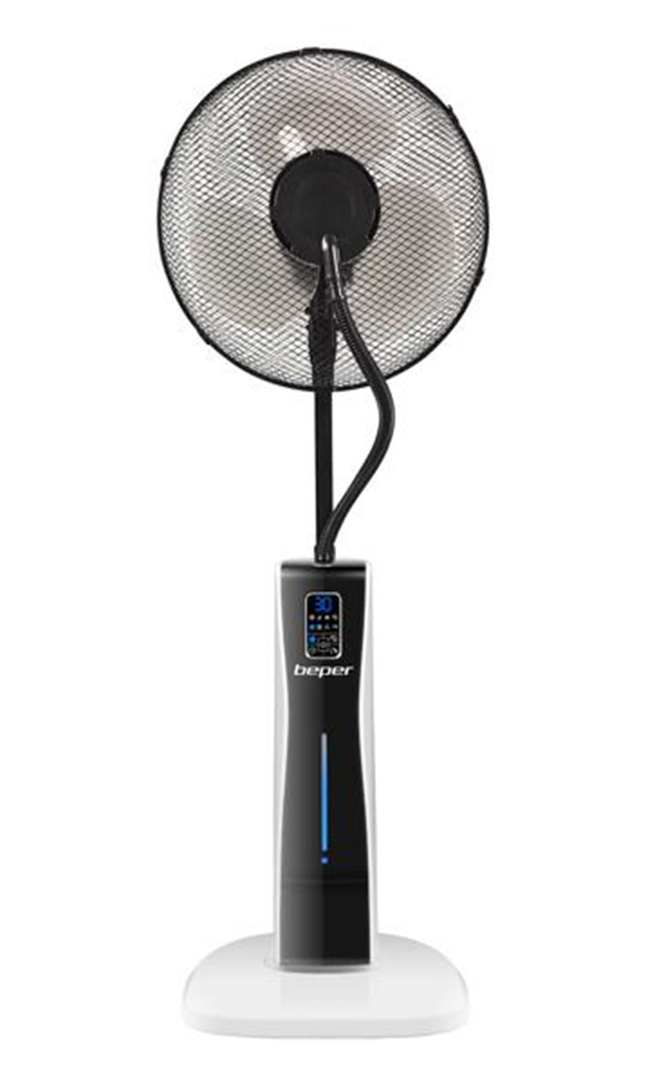 Dotato di 4 ruote piroettanti che ne facilitano lo spostamento, il ventilatore VE.510 di Beper funziona anche da nebulizzatore. É possibile attivare l’oscillazione orizzontale della testa, che misura 40 cm di diametro, e selezionare una delle tre velocità d'intensità tra Bassa, Media e Alta. Il serbatoio d’acqua è capiente 2 litri. Prezzo 119 euro. www.beperhome.shop