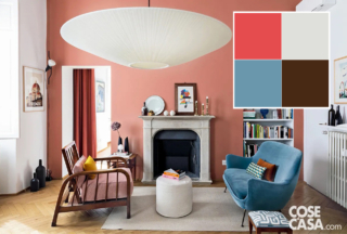 In questo soggiorno la parete di fondo della stanza è stata dipinta con idropittura rosa corallo, che trova corrispondenza anche nella tenda che scherma la porta che conduce alla zona notte. Tutto intorno il colore predominante è il bianco, che definisce le altre pareti, le porte, le nicchie, il profilo del camino e, al centro, il tappeto e il pouf.
Spiccano sul fondo corallo la poltrona con struttura in legno scuro e il rivestimento in velluto di colore azzurro del divano in stile anni '40, che creano un bel contrasto di toni e donano eleganza all'ambiente.
Progetto Arch. Guia Bartolozzi, Via Santa Marta 14, Milano a.guiabartolozzi@gmail.com - Foto: Giulio Oriani e Beatrice Vergani/Vega Mg In questo soggiorno la parete di fondo della stanza è stata dipinta con idropittura rosa corallo, che trova corrispondenza anche nella tenda che scherma la porta che conduce alla zona notte. Tutto intorno il colore predominante è il bianco, che definisce le altre pareti, le porte, le nicchie, il profilo del camino e, al centro, il tappeto e il pouf.
Spiccano sul fondo corallo la poltrona con struttura in legno scuro e il rivestimento in velluto di colore azzurro del divano in stile anni '40, che creano un bel contrasto di toni e donano eleganza all'ambiente.
Progetto Arch. Guia Bartolozzi, Via Santa Marta 14, Milano a.guiabartolozzi@gmail.com - Foto: Giulio Oriani e Beatrice Vergani/Vega Mg