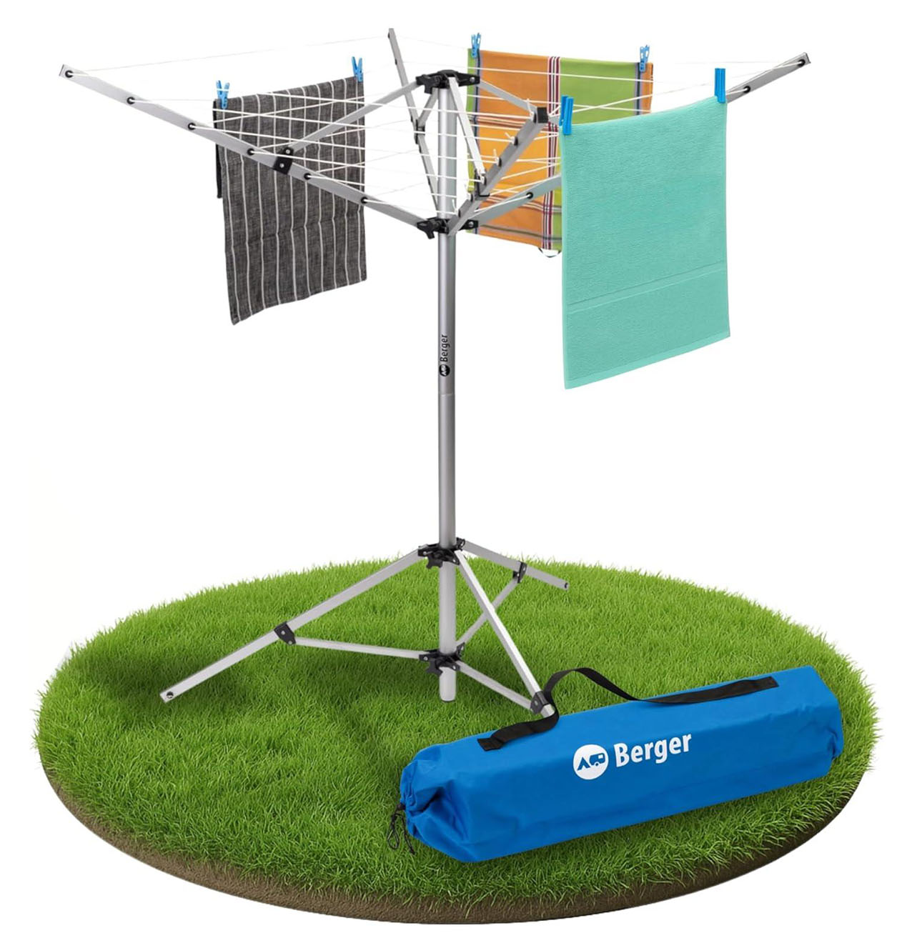 Pratico, lo stendino per esterno ad ombrello di Berger venduto su Amazon è in alluminio. Con piedini antiscivolo, offre 15,5 m di filo per stendere. I picchetti per il terreno inclusi garantiscono un appoggio sicuro in caso di vento e intemperie. Misura Ø 79 x H 144 cm. Prezzo 46 euro. www.amazon.it Pratico, lo stendino per esterno ad ombrello di Berger venduto su Amazon è in alluminio. Con piedini antiscivolo, offre 15,5 m di filo per stendere. I picchetti per il terreno inclusi garantiscono un appoggio sicuro in caso di vento e intemperie. Misura Ø 79 x H 144 cm. Prezzo 46 euro. www.amazon.it