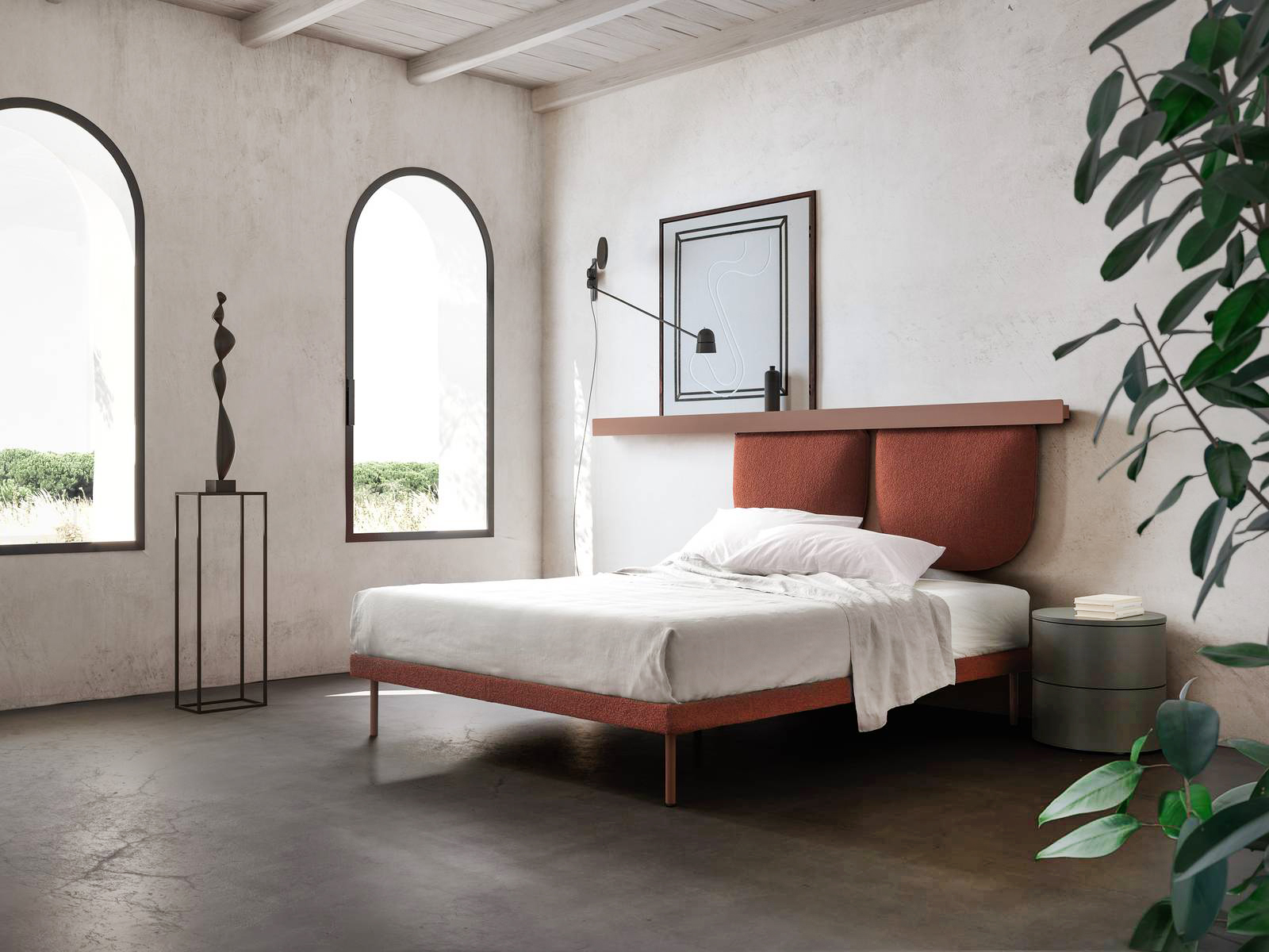 La barra Groove funge la testiera, da sola o abbinata con i cuscini Run e Zip. Ha una triplice funzione: ospitare oggetti, illuminare e diffondere la musica con le casse integrate. La barra Groove funge la testiera, da sola o abbinata con i cuscini Run e Zip. Ha una triplice funzione: ospitare oggetti, illuminare e diffondere la musica con le casse integrate.