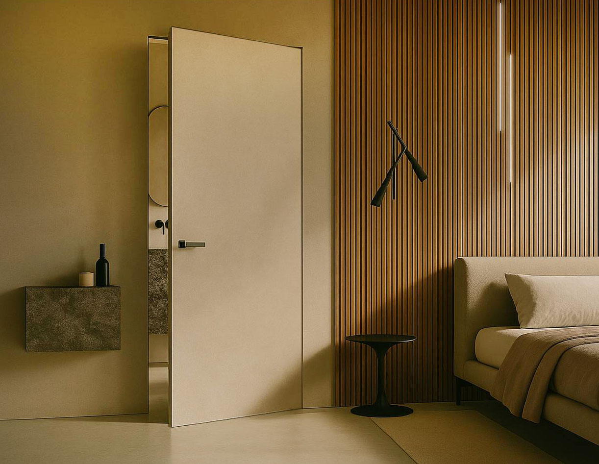 La porta a battente filomuro Swing di Ermetika è perfetta per pareti in intonaco o cartongesso, si mimetizza creando un effetto di totale continuità e consente di nascondere con eleganza accessi e spazi riservati come dispense e ripostigli. Disponibile anche nella versione a spingere è stata testata secondo le più recenti normative acustiche. Telaio + porta grezza nella misura 80 x 210 cm, prezzo 822,50+Iva. http://www.ermetika.com La porta a battente filomuro Swing di Ermetika è perfetta per pareti in intonaco o cartongesso, si mimetizza creando un effetto di totale continuità e consente di nascondere con eleganza accessi e spazi riservati come dispense e ripostigli. Disponibile anche nella versione a spingere è stata testata secondo le più recenti normative acustiche. Telaio + porta grezza nella misura 80 x 210 cm, prezzo 822,50+Iva. http://www.ermetika.com