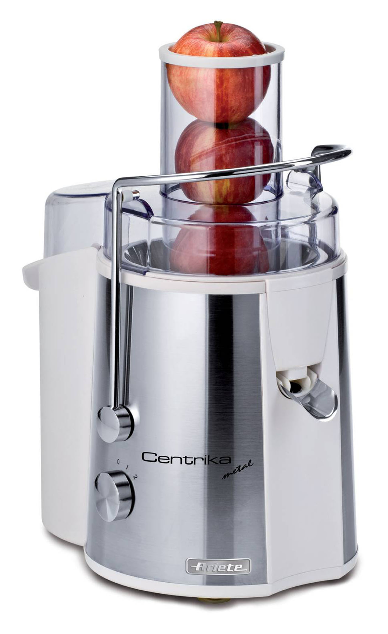 Il Camino Mela da 75 mm permette di inserire gli alimenti di grandi dimensioni interi nella centrifuga Centrika di Ariete. Ha 700 watt di potenza e beccuccio dosatore con salvagoccia per sversare il succo direttamente nel bicchiere. Misura L 32 x P 22,5 x H 41 cm. Prezzo 85 euro. www.ariete.net Il Camino Mela da 75 mm permette di inserire gli alimenti di grandi dimensioni interi nella centrifuga Centrika di Ariete. Ha 700 watt di potenza e beccuccio dosatore con salvagoccia per sversare il succo direttamente nel bicchiere. Misura L 32 x P 22,5 x H 41 cm. Prezzo 85 euro. www.ariete.net