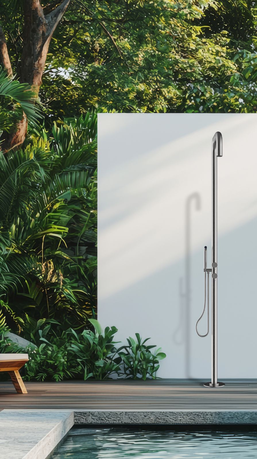 È in acciaio inox AISI 316L la colonna doccia freestanding Nobu di Bossini con set di fissaggio a pavimento per collegamento acqua calda e fredda. È Dotata di 2 rubinetti progressivi, soffione a getto pioggia Easy-Clean, doccetta con supporto e flessibile. Prezzo su richiesta. www.bossini.it È in acciaio inox AISI 316L la colonna doccia freestanding Nobu di Bossini con set di fissaggio a pavimento per collegamento acqua calda e fredda. È Dotata di 2 rubinetti progressivi, soffione a getto pioggia Easy-Clean, doccetta con supporto e flessibile. Prezzo su richiesta. www.bossini.it