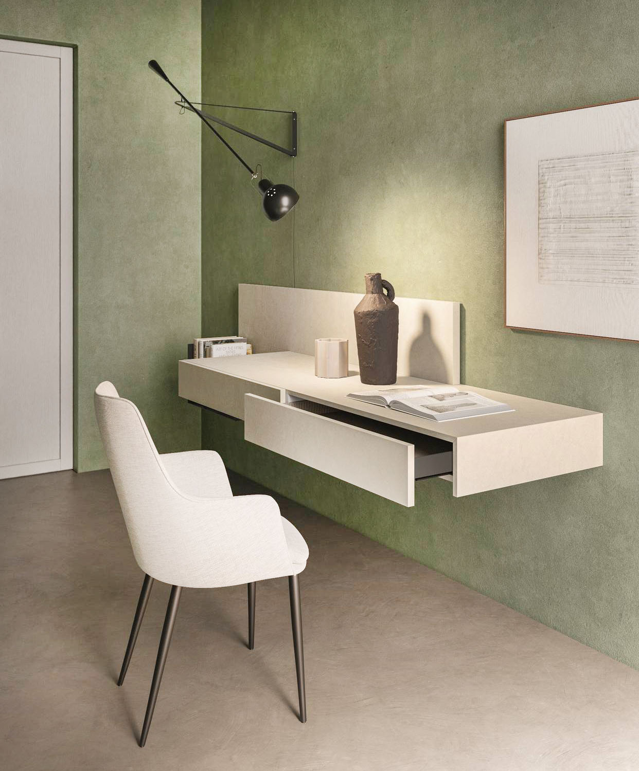 Fa parte della Collezione Homi di Santalucia Mobili la consolle/scrittoio sospeso che ha il piano scrittoio a sbalzo dotato di due cassetti che permettono di avere tutto in ordine. É disponibile in due diverse misure per adattarsi a ambienti diversi. Misura L 180,1 x P 63,3 x H 165 cm. Prezzo 1.267 euro + iva. https://santaluciamobili.it Fa parte della Collezione Homi di Santalucia Mobili la consolle/scrittoio sospeso che ha il piano scrittoio a sbalzo dotato di due cassetti che permettono di avere tutto in ordine. É disponibile in due diverse misure per adattarsi a ambienti diversi. Misura L 180,1 x P 63,3 x H 165 cm. Prezzo 1.267 euro + iva. https://santaluciamobili.it