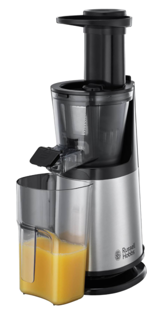 Veloce ed efficiente nella spremitura, lo Slow Juicer 25170-56 di Russell Hobbs è dotato sia di setaccio per estrarre una bevanda più liquida, sia di un setaccio grezzo per un succo più denso. Ha potenza di 150 watt, funzione Reverse per invertire il senso di rotazione ed evitare intasamenti, accessorio aggiuntivo per preparare dessert con frutta gelata e caraffa salva-spazio riponibile all’interno del raccoglitore polpa. Misura L 18 x P 16 x H 42 cm, 57 giri al minuto. Prezzo 185 euro. www.russellhobbs.com Veloce ed efficiente nella spremitura, lo Slow Juicer 25170-56 di Russell Hobbs è dotato sia di setaccio per estrarre una bevanda più liquida, sia di un setaccio grezzo per un succo più denso. Ha potenza di 150 watt, funzione Reverse per invertire il senso di rotazione ed evitare intasamenti, accessorio aggiuntivo per preparare dessert con frutta gelata e caraffa salva-spazio riponibile all’interno del raccoglitore polpa. Misura L 18 x P 16 x H 42 cm, 57 giri al minuto. Prezzo 185 euro. www.russellhobbs.com