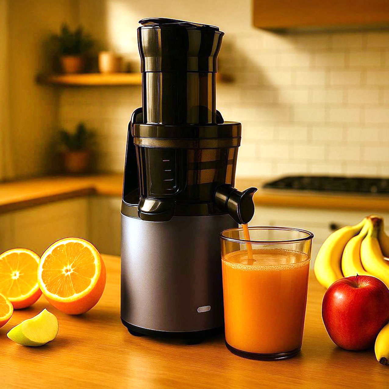 Ad estrazione lenta con velocità di 50-70 giri al minuto, l’Estrattore di Kooper ha potenza di 180 watt. Ha funzione reverse per evitare intasamenti, filtro in acciaio inox, brocca graduata per il succo da 800 ml e contenitore per polpa da 600 ml. Misura L 18 x P 18 x H 44 cm. Prezzo 59,99 euro. www.satur.it