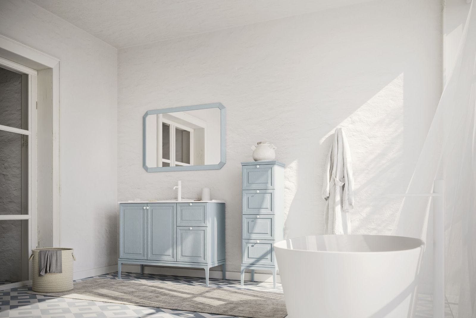 La composizione Maison 5 di Arbi Arredobagno presenta mobili da bagno con anta con telaio in legno massello impiallacciato, zoccolo e piedini sagomati, disponibili in diverse finiture in frassino pastello. In foto il mobile e la colonna in Rovere e finitura pastello Marine hanno piedini alti 17,7 cm. Il mobile misura L 105 x P 51,5 x H 65,7 cm e la
colonna L 35 x P 38,5 x H 105,3 cm. Prezzo su richiesta. www.arbiarredobagno.it La composizione Maison 5 di Arbi Arredobagno presenta mobili da bagno con anta con telaio in legno massello impiallacciato, zoccolo e piedini sagomati, disponibili in diverse finiture in frassino pastello. In foto il mobile e la colonna in Rovere e finitura pastello Marine hanno piedini alti 17,7 cm. Il mobile misura L 105 x P 51,5 x H 65,7 cm e la
colonna L 35 x P 38,5 x H 105,3 cm. Prezzo su richiesta. www.arbiarredobagno.it