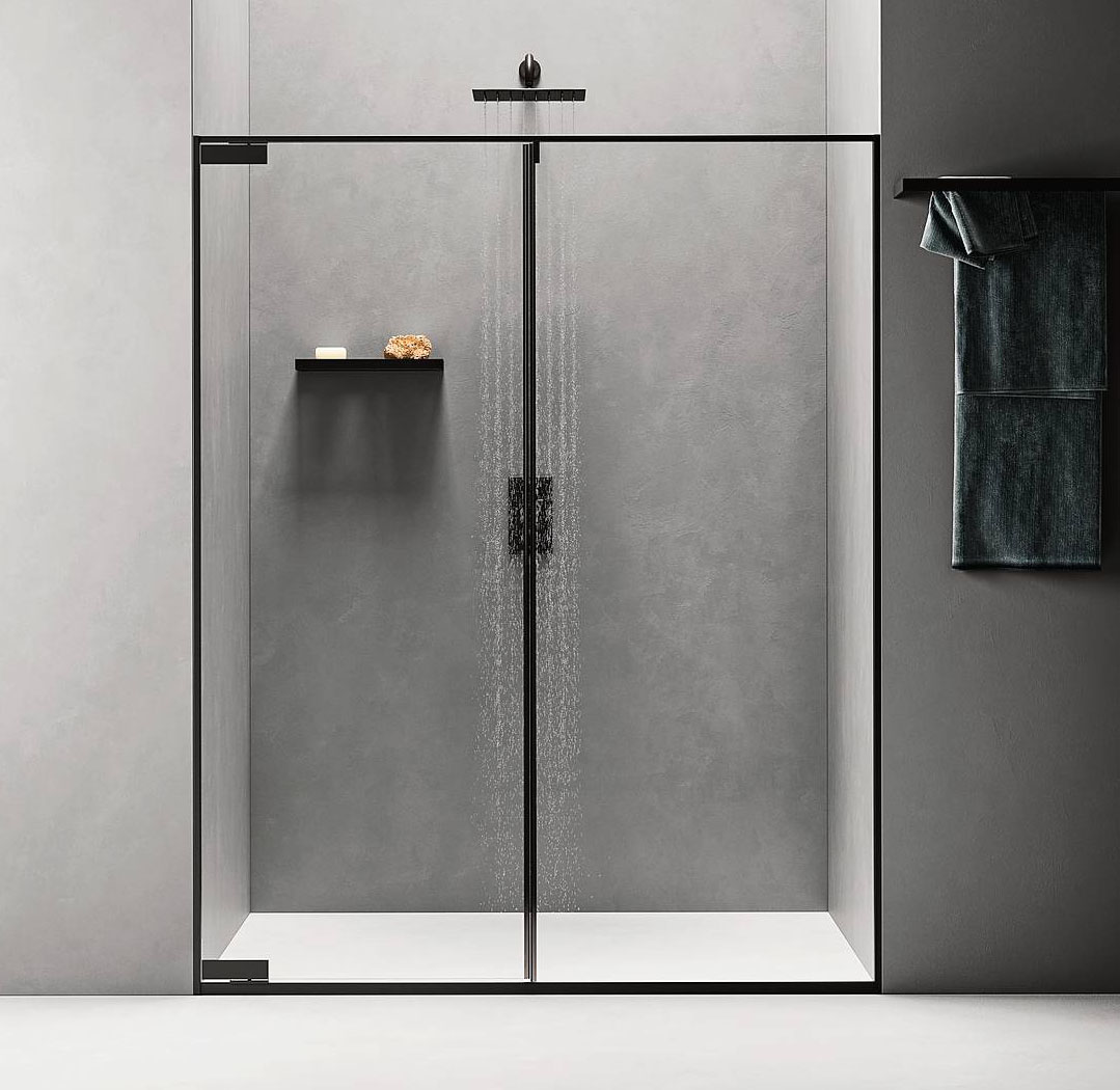 Indissima di Inda, a battente su elemento fisso, ha chiusura a scomparsa con triplo magnete. Misura L 99 x H 200 cm (vetro sp. 6/8 mm) e, con telaio nero opaco come in foto, costa 1.830 euro. www.inda.it Indissima di Inda, a battente su elemento fisso, ha chiusura a scomparsa con triplo magnete. Misura L 99 x H 200 cm (vetro sp. 6/8 mm) e, con telaio nero opaco come in foto, costa 1.830 euro. www.inda.it