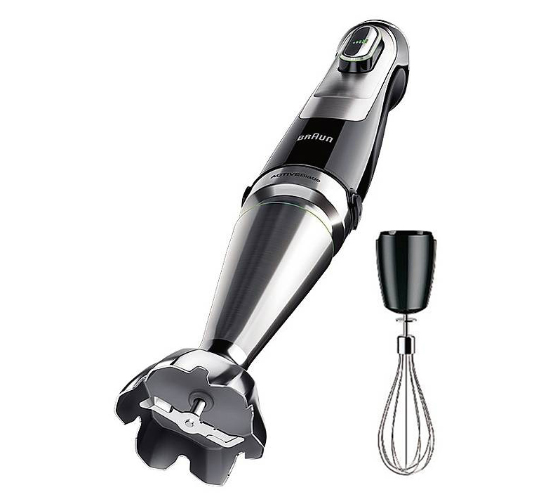 MultiQuick 9 MQ 9195XLI di Braun ha tecnologia Active PowerDrive con motore da 1.200 W. Con ActiveBlade
muove la lama verso l’alto e verso il basso e grazie alla tecnologia Imode si può scegliere tra tre impostazioni: a impulsi, a bassa velocità e ad alta velocità. Con bicchiere di plastica da 600 ml, misura
H 41 cm; costa 219,90 euro. www.braunhousehold.com