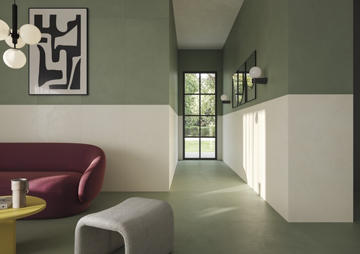 Resin di Marazzi reinterpreta la consistenza fluida e vellutata delle resine con il gres porcellanato, nel formato 60 x 120 cm, adatto anche per spazi di dimensioni contenute. Le superfici sono morbide alla vista e al tatto, dall'estetica essenziale. Cinque le tinte unite disponibili: Bianco, Avana, Grigio, Verde e Azzurro, che permettono sia abbinamenti tono su tono che in contrasto. Resin è adatta sia per pavimenti che rivestimenti. www.marazzi.it Resin di Marazzi reinterpreta la consistenza fluida e vellutata delle resine con il gres porcellanato, nel formato 60 x 120 cm, adatto anche per spazi di dimensioni contenute. Le superfici sono morbide alla vista e al tatto, dall'estetica essenziale. Cinque le tinte unite disponibili: Bianco, Avana, Grigio, Verde e Azzurro, che permettono sia abbinamenti tono su tono che in contrasto. Resin è adatta sia per pavimenti che rivestimenti. www.marazzi.it