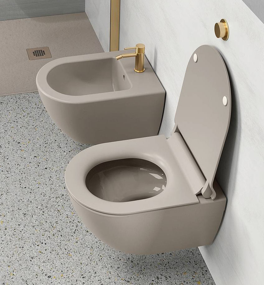 La collezione Pura di GSI, nella palette Color Elements, ha il wc senza brida, con copriwater Softclose, che misura L 36 x P 50 cm e in bianco lucido costa 346 euro. Il bidet costa 307 euro. www.gsiceramica.it La collezione Pura di GSI, nella palette Color Elements, ha il wc senza brida, con copriwater Softclose, che misura L 36 x P 50 cm e in bianco lucido costa 346 euro. Il bidet costa 307 euro. www.gsiceramica.it