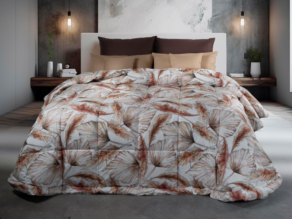 Trapunta Cinelli Piume e Piumini Ai 2025-2026 con foglie marroni
