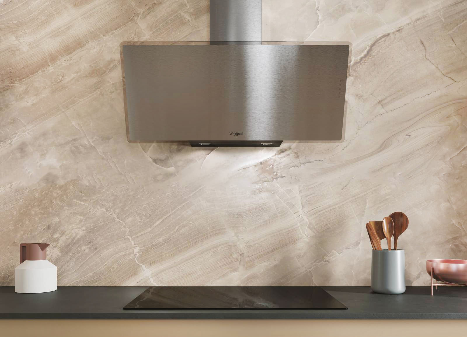 La cappa a vista in vetro WHVF92FLMX di Whirlpool ha un livello di rumorosità massimo di 62 dBA ed è dotata di illuminazione a LED che diffonde una luce discreta in diversi colori e filtro ai carboni attivi. Utilizzabile in modalità aspirante o filtrante, offre 4 velocità di funzionamento, con capacità di aspirazione massima di 470 mc/h. Larga 80 cm, è in classe di efficienza energetica A. Prezzo da rivenditore. www.whirlpool.it La cappa a vista in vetro WHVF92FLMX di Whirlpool ha un livello di rumorosità massimo di 62 dBA ed è dotata di illuminazione a LED che diffonde una luce discreta in diversi colori e filtro ai carboni attivi. Utilizzabile in modalità aspirante o filtrante, offre 4 velocità di funzionamento, con capacità di aspirazione massima di 470 mc/h. Larga 80 cm, è in classe di efficienza energetica A. Prezzo da rivenditore. www.whirlpool.it