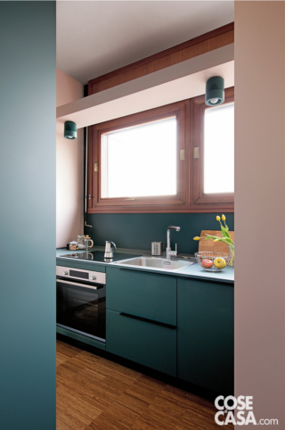 cucina rosa e azzurro