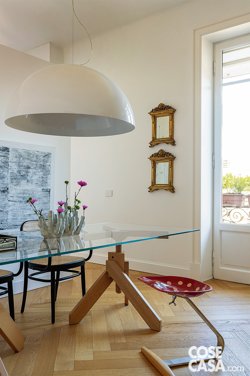 tavolo rattangolare piano in cristall