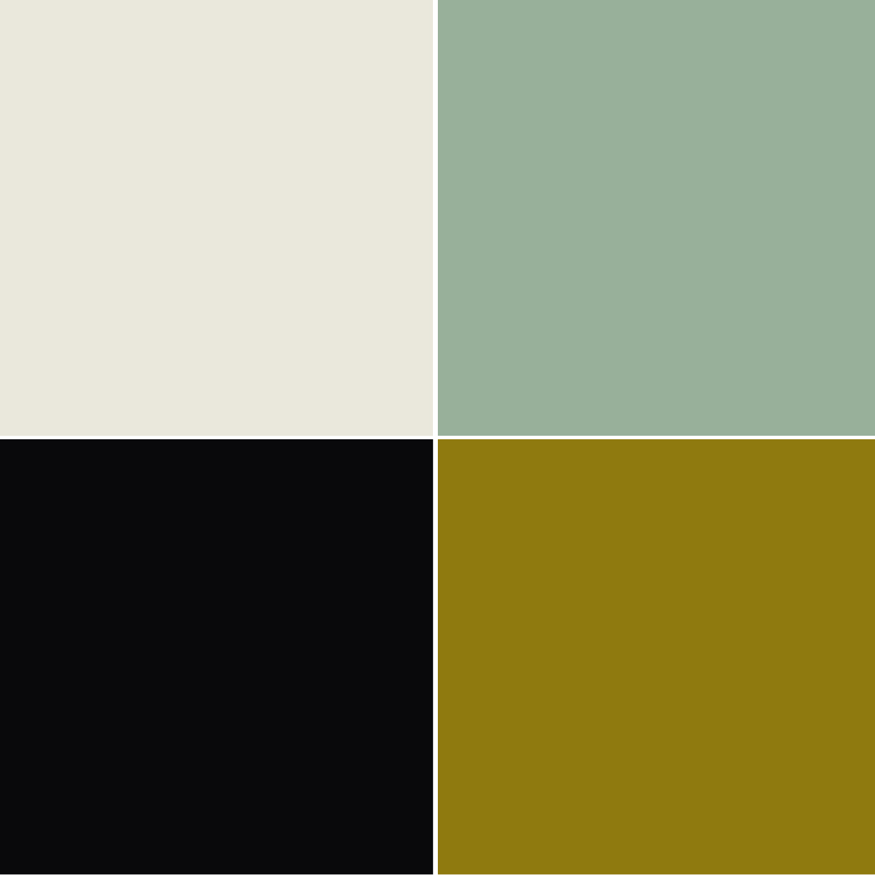 Abbinamento avorio con verdino chiaro e nero e verde acido