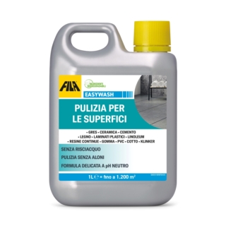 Easywash Pulizia Superfici di FILA Solutions è un prodotto adatto alla pulizia ordinaria. È adatto per diversi tpi di superficie: gres porcellanato, ceramica, cemento, legno, laminati plastici, linoleum, resine continue, gomma, pvc, cotto e klinker. Offre una pulizia rapida e un'asciugatura senza aloni. Prezzo consigliato 12 euro. www.filasolutions.com Easywash Pulizia Superfici di FILA Solutions è un prodotto adatto alla pulizia ordinaria. È adatto per diversi tpi di superficie: gres porcellanato, ceramica, cemento, legno, laminati plastici, linoleum, resine continue, gomma, pvc, cotto e klinker. Offre una pulizia rapida e un'asciugatura senza aloni. Prezzo consigliato 12 euro. www.filasolutions.com