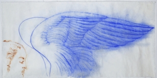 Omar Galliani, BLU DELL’ANGELO, 1982, pastello su carta di riso + inchiostro, 70×185 cm Omar Galliani, BLU DELL’ANGELO, 1982, pastello su carta di riso + inchiostro, 70×185 cm