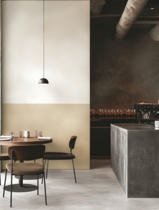 Tactile Brutalism esplora l'equilibrio tra forza strutturale e sensibilità materica, valorizzando volumi pieni e superfici solide attraverso un approccio sensoriale che non perde di vista l'accoglienza. Colori neutri profondi e raffinati grigi terrosi sono le tonalità principali, che conferiscono agli ambienti un carattere calmo e scultoreo.