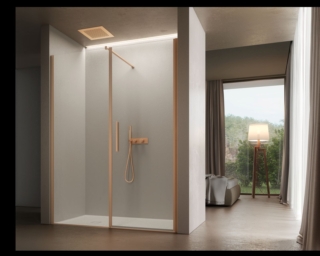 Il box doccia per nicchia Luce di Disenia ha porta a battente con vetro temperato trasparente da 8 mm e lato fisso. I profili sono in finitura color oro. Il modello è disponibile anche in formato muretto e ad angolo. In tre dimensioni possibili (60/80, 81/90 e 91/100 cm), ha un’altezza di 205 cm. Prezzo su richiesta. www.disenia.it Il box doccia per nicchia Luce di Disenia ha porta a battente con vetro temperato trasparente da 8 mm e lato fisso. I profili sono in finitura color oro. Il modello è disponibile anche in formato muretto e ad angolo. In tre dimensioni possibili (60/80, 81/90 e 91/100 cm), ha un’altezza di 205 cm. Prezzo su richiesta. www.disenia.it