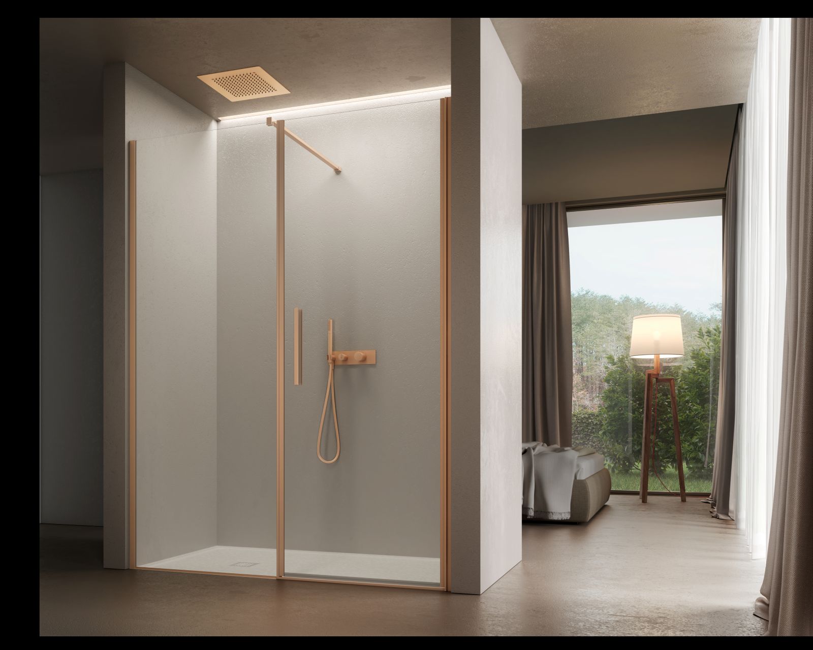 Il box doccia per nicchia Luce di Disenia ha porta a battente con vetro temperato trasparente da 8 mm e lato fisso. I profili sono in finitura color oro. Il modello è disponibile anche in formato muretto e ad angolo. In tre dimensioni possibili (60/80, 81/90 e 91/100 cm), ha un’altezza di 205 cm. Prezzo su richiesta. www.disenia.it Il box doccia per nicchia Luce di Disenia ha porta a battente con vetro temperato trasparente da 8 mm e lato fisso. I profili sono in finitura color oro. Il modello è disponibile anche in formato muretto e ad angolo. In tre dimensioni possibili (60/80, 81/90 e 91/100 cm), ha un’altezza di 205 cm. Prezzo su richiesta. www.disenia.it