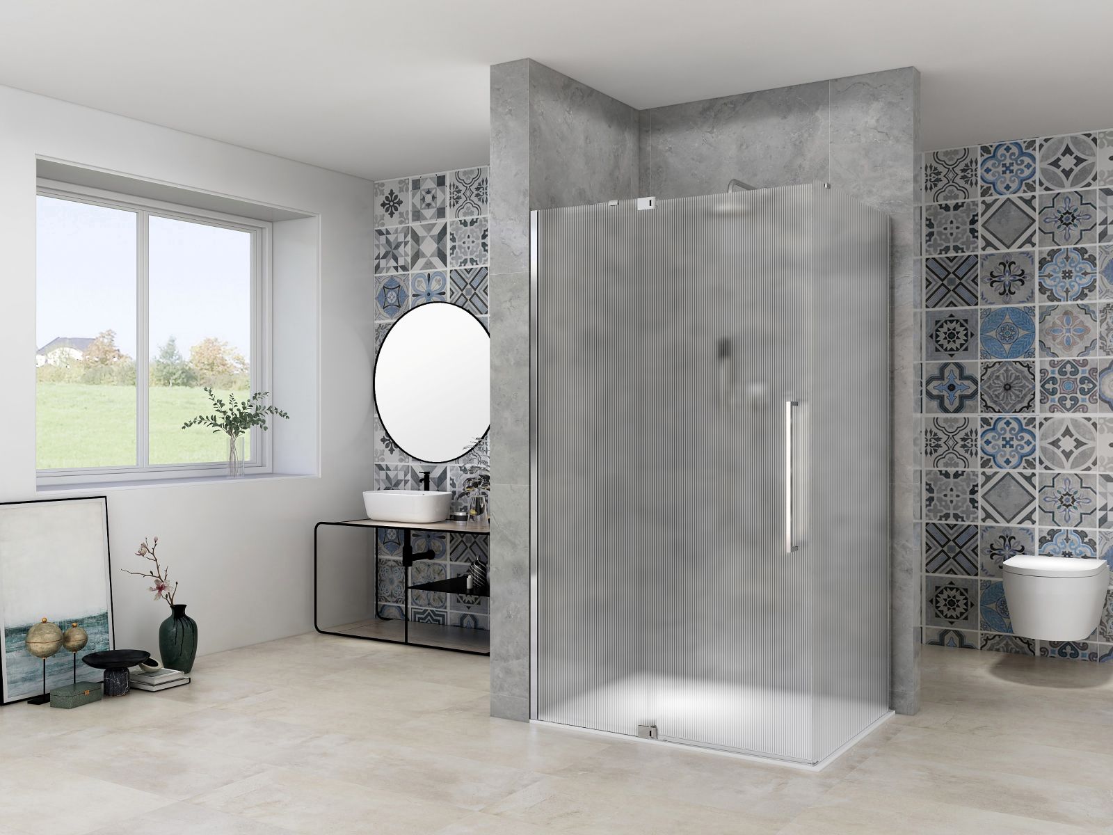 Il box doccia Mantra di Iperceramica per installazione ad angolo ha porta a battente e lato fisso. Con profili in alluminio anodizzato e finitura cromo ha cristallo Corrugato con spessore di 8 mm. Misura L 120 x P 80 x H 200 cm. Prezzo 1.260,90 euro. www.iperceramica.it Il box doccia Mantra di Iperceramica per installazione ad angolo ha porta a battente e lato fisso. Con profili in alluminio anodizzato e finitura cromo ha cristallo Corrugato con spessore di 8 mm. Misura L 120 x P 80 x H 200 cm. Prezzo 1.260,90 euro. www.iperceramica.it