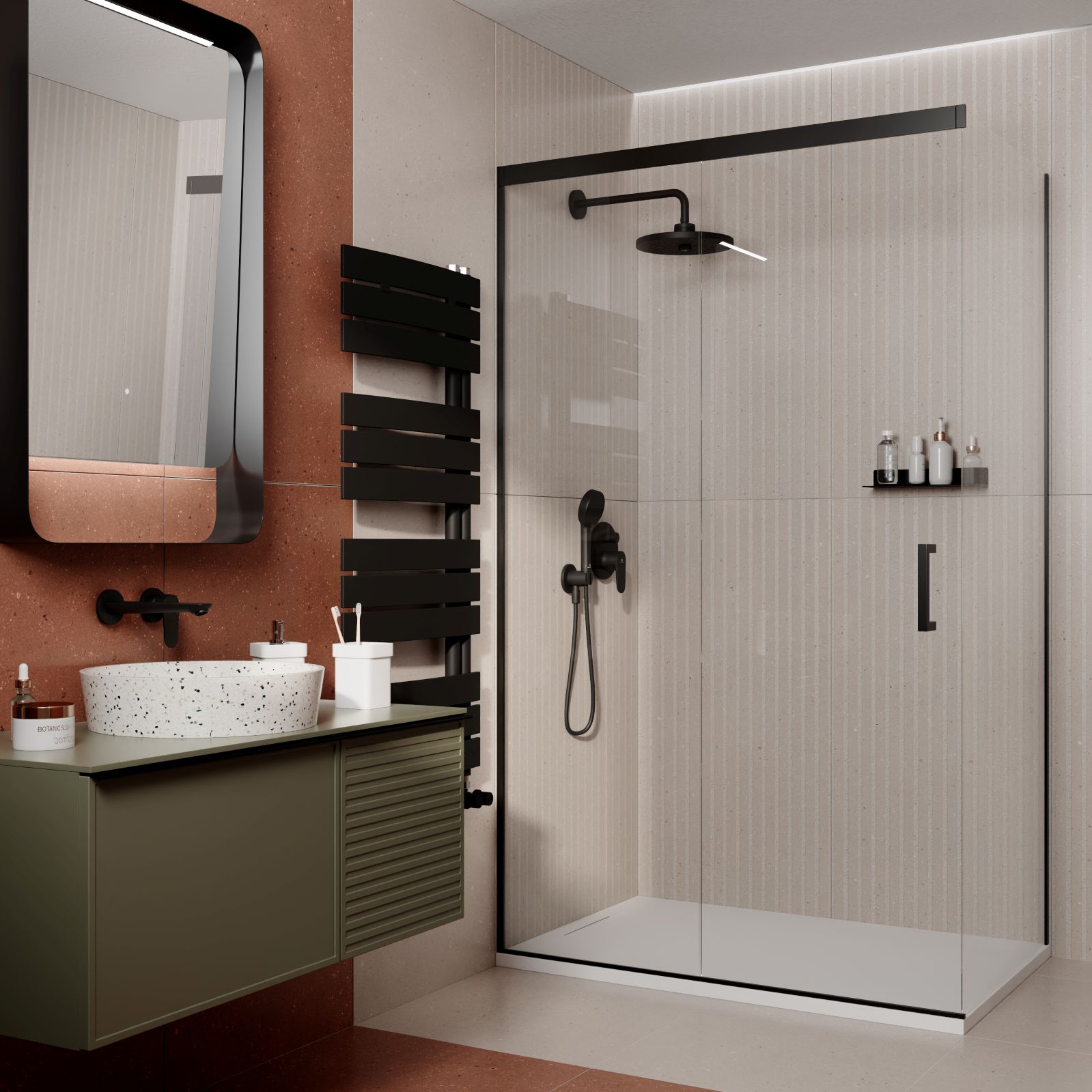 Porta scorrevole per box doccia di Leroy Merlin in vetro trasparente con uno spessore di 6 mm e profilo nero. È utilizzabile sia in nicchia sia a parete. Misura L 119 x H 195. Prezzo 569 euro. www.leroymerlin.it Porta scorrevole per box doccia di Leroy Merlin in vetro trasparente con uno spessore di 6 mm e profilo nero. È utilizzabile sia in nicchia sia a parete. Misura L 119 x H 195. Prezzo 569 euro. www.leroymerlin.it