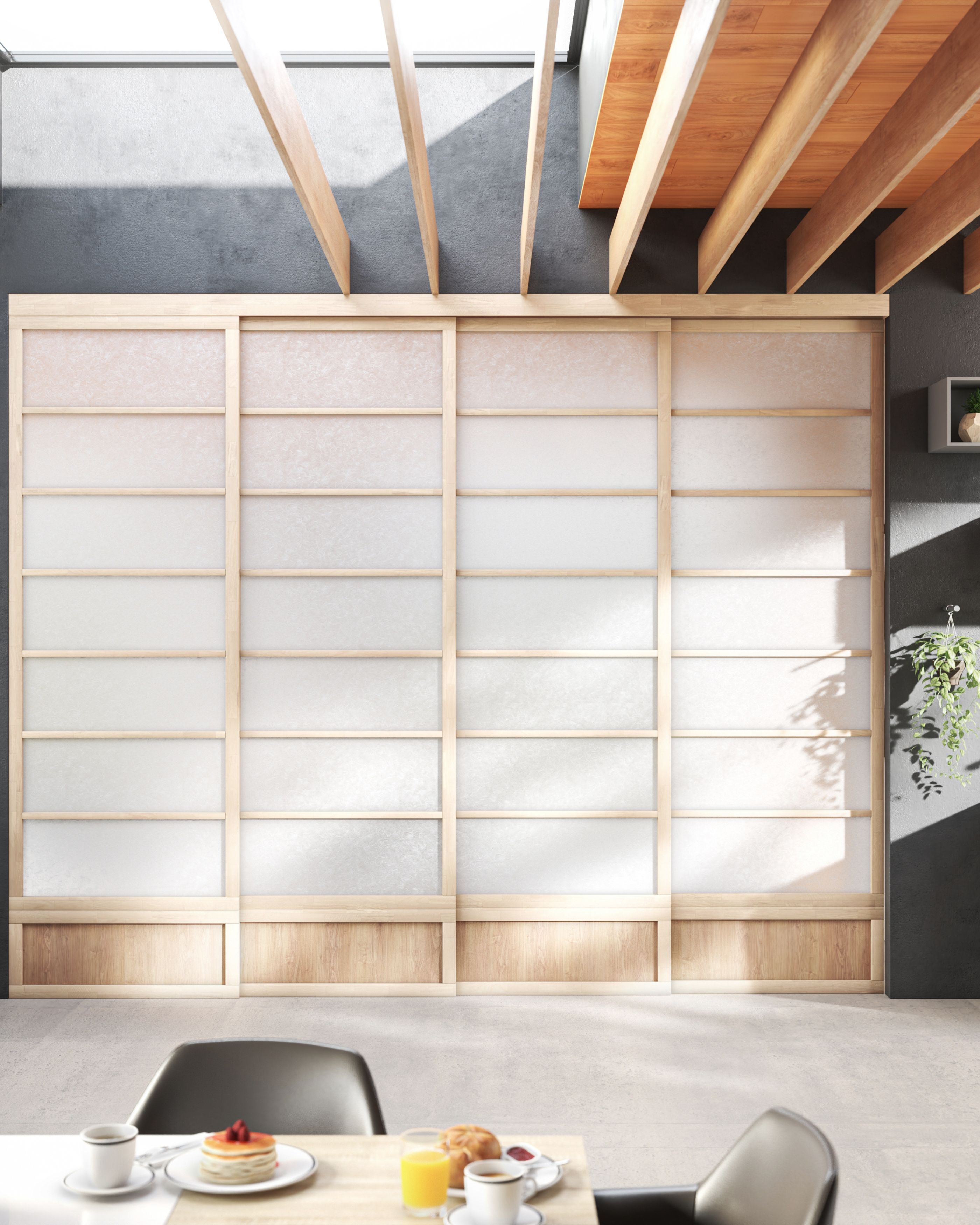 Cinius Pareti Scorrevoli con Ante Shoji chiuse