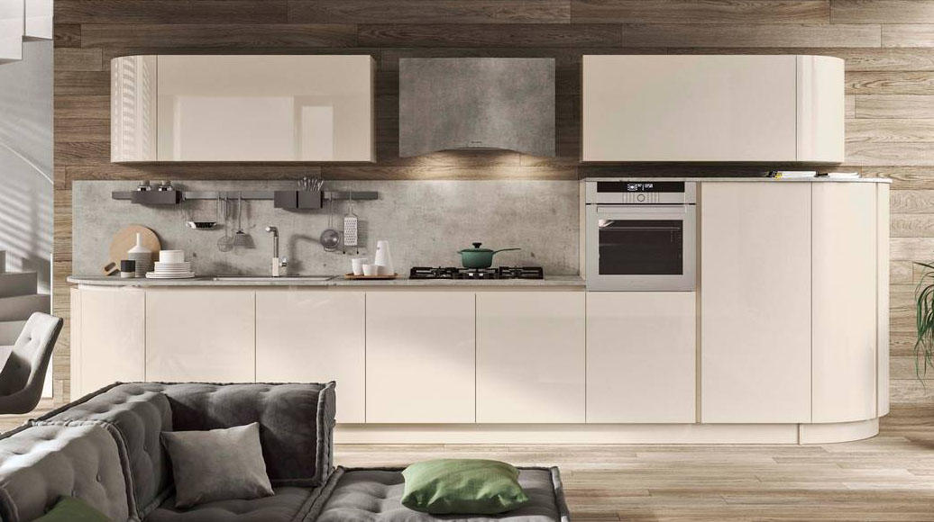 Una colorazione tenue per la cucina Progetto Sistema Laccato di Ar-Tre che si sviluppa in modo lineare sulla parete della zona giorno e che è caratterizzata dalla presenza di elementi terminali stondati. Il design minimale della ante lisce e prive di maniglie mette in risalto il colore vaniglia lucido. Le ante in MDF sono laccate e si possono scegliere fra 40 varianti di colore tra lucido e opaco; il top è in laminato grigio. Prezzo su richiesta. www.ar-tre.it Una colorazione tenue per la cucina Progetto Sistema Laccato di Ar-Tre che si sviluppa in modo lineare sulla parete della zona giorno e che è caratterizzata dalla presenza di elementi terminali stondati. Il design minimale della ante lisce e prive di maniglie mette in risalto il colore vaniglia lucido. Le ante in MDF sono laccate e si possono scegliere fra 40 varianti di colore tra lucido e opaco; il top è in laminato grigio. Prezzo su richiesta. www.ar-tre.it