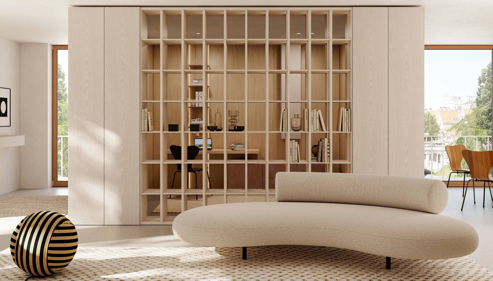 Fa parte del sistema Freedhome di Caccaro la libreria passante bifacciale nella finitura laccato opaco cenere: si trasforma in un “filtro” che separa e, nello stesso tempo, mette in comunicazione lo studio e il living, permettendo alla luce di passare. Misura L 252,5 x P 42,7 x H 263,6 cm. Prezzo su richiesta. https://www.caccaro.com Fa parte del sistema Freedhome di Caccaro la libreria passante bifacciale nella finitura laccato opaco cenere: si trasforma in un “filtro” che separa e, nello stesso tempo, mette in comunicazione lo studio e il living, permettendo alla luce di passare. Misura L 252,5 x P 42,7 x H 263,6 cm. Prezzo su richiesta. https://www.caccaro.com