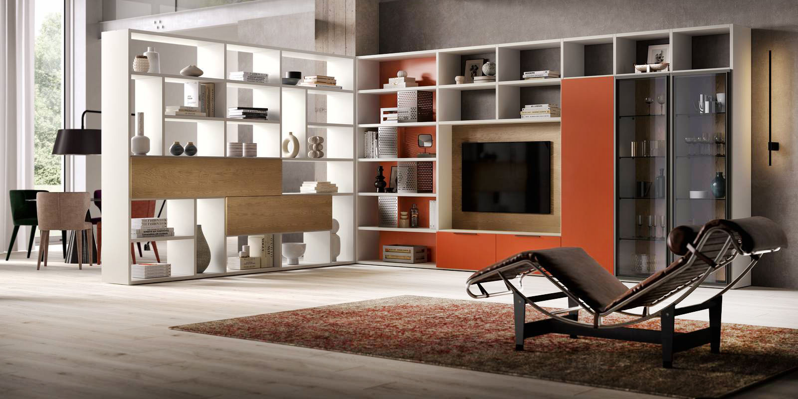 libreria bifacciale Kosmos composizione KL211 di Moretti Compact