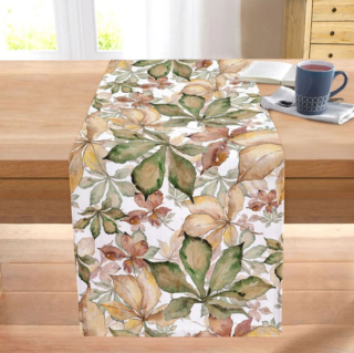 Una raffinata stampa di sapore autunnale per il runner Autumn Leaves di Mia Home in vendita su Bonami: è prodotto in Policotone, misto cotone e poliestere, che lo rende pratico e resistente. Misura L 40 x P 130 cm. Prezzo 13,90 euro. https://www.bonami.it