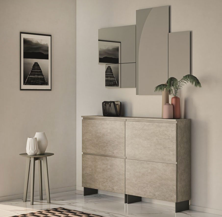 La scarpiera Minima di Birex in vendita su Sediarreda è composta da moduli con le ante nella raffinata finitura laccato micalizzato nella variante Nickel. La struttura in pannelli di legno riciclato ha un design essenziale ed è dotata di portascarpe in plastica nera come i piedini. Misura L 180 x P 26 x H 75 cm. Prezzo a partire da 1.191,60 euro (per il modello base). https://www.sediarreda.com La scarpiera Minima di Birex in vendita su Sediarreda è composta da moduli con le ante nella raffinata finitura laccato micalizzato nella variante Nickel. La struttura in pannelli di legno riciclato ha un design essenziale ed è dotata di portascarpe in plastica nera come i piedini. Misura L 180 x P 26 x H 75 cm. Prezzo a partire da 1.191,60 euro (per il modello base). https://www.sediarreda.com