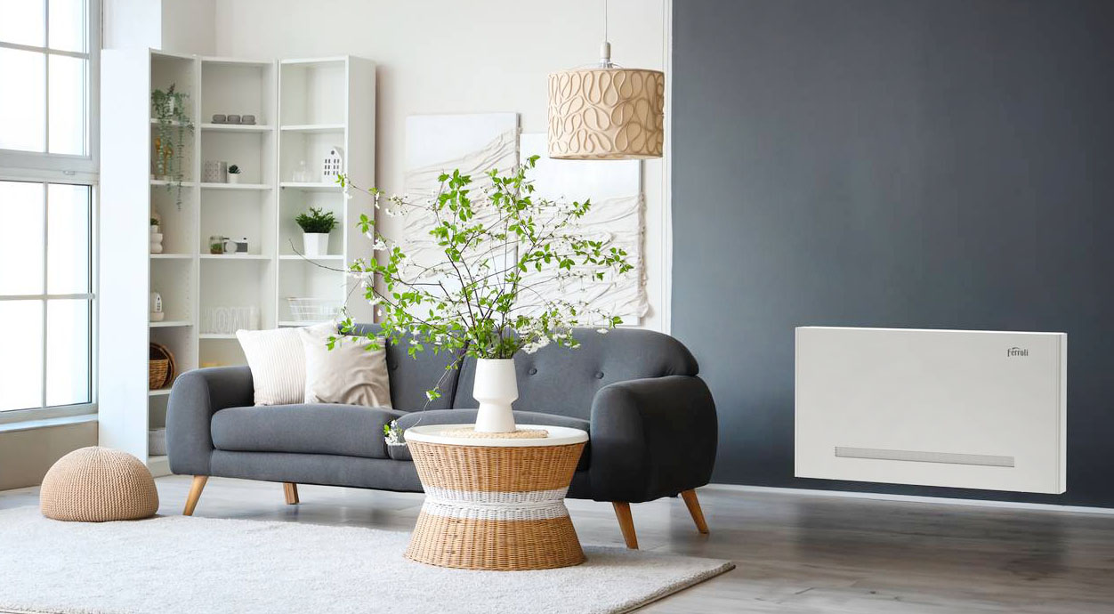 Profondi solo 12,7 cm, i ventilconvettori della linea Jolly Style di Ferroli sono molto silenziosi ed efficienti grazie al motore ECM brushless. Disponibili in 4 modelli con potenza di raffrescamento da 0,4 a 3,4 kW e di riscaldamento da 0,5 a 3,3 kW, hanno comandi touch screen e display LCD. Prezzo a partire da 671 euro. www.ferroli.com